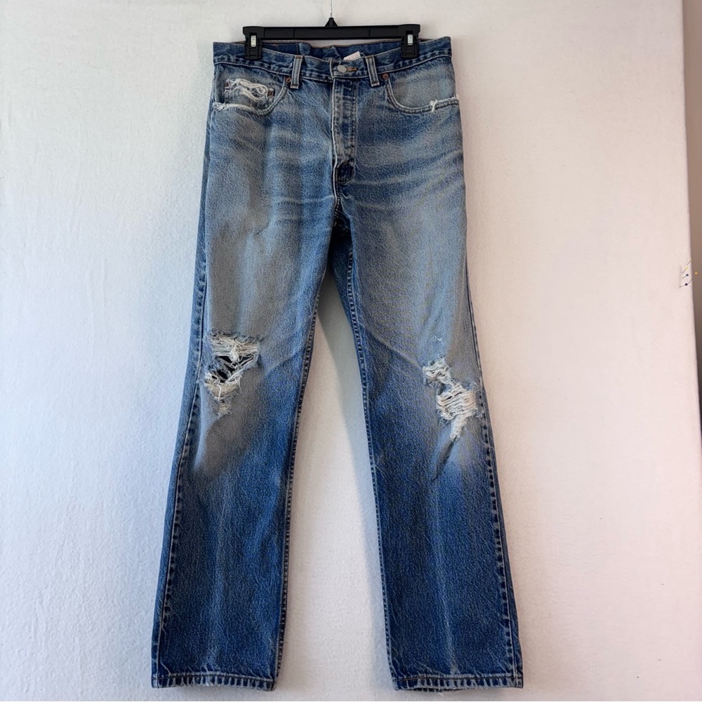 Vintage Levi's 505 Size 33x30 Regular Fit Straight Leg Distressed